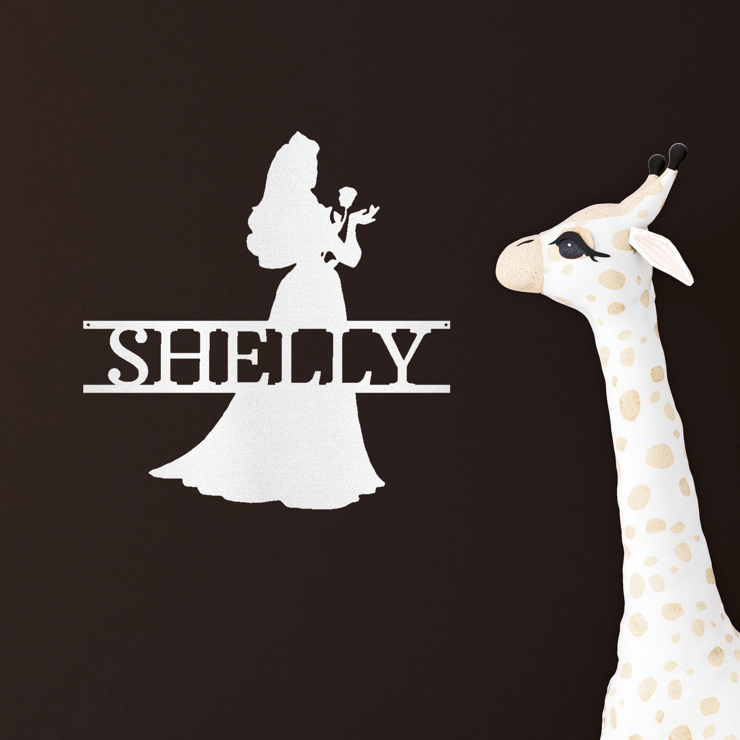 Princess Silhouette Monogram Metal Art Steel Wall Sign - Mallard Moon Gift Shop