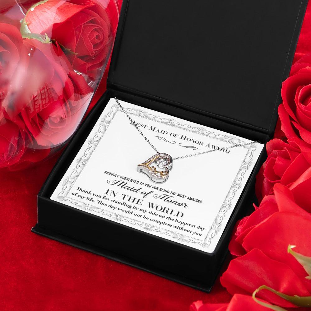 Maid of Honor Wedding Day Gift -Thank You Happiest Day Of My Life - Love Dancing Love Pendant Necklace - Mallard Moon Gift Shop