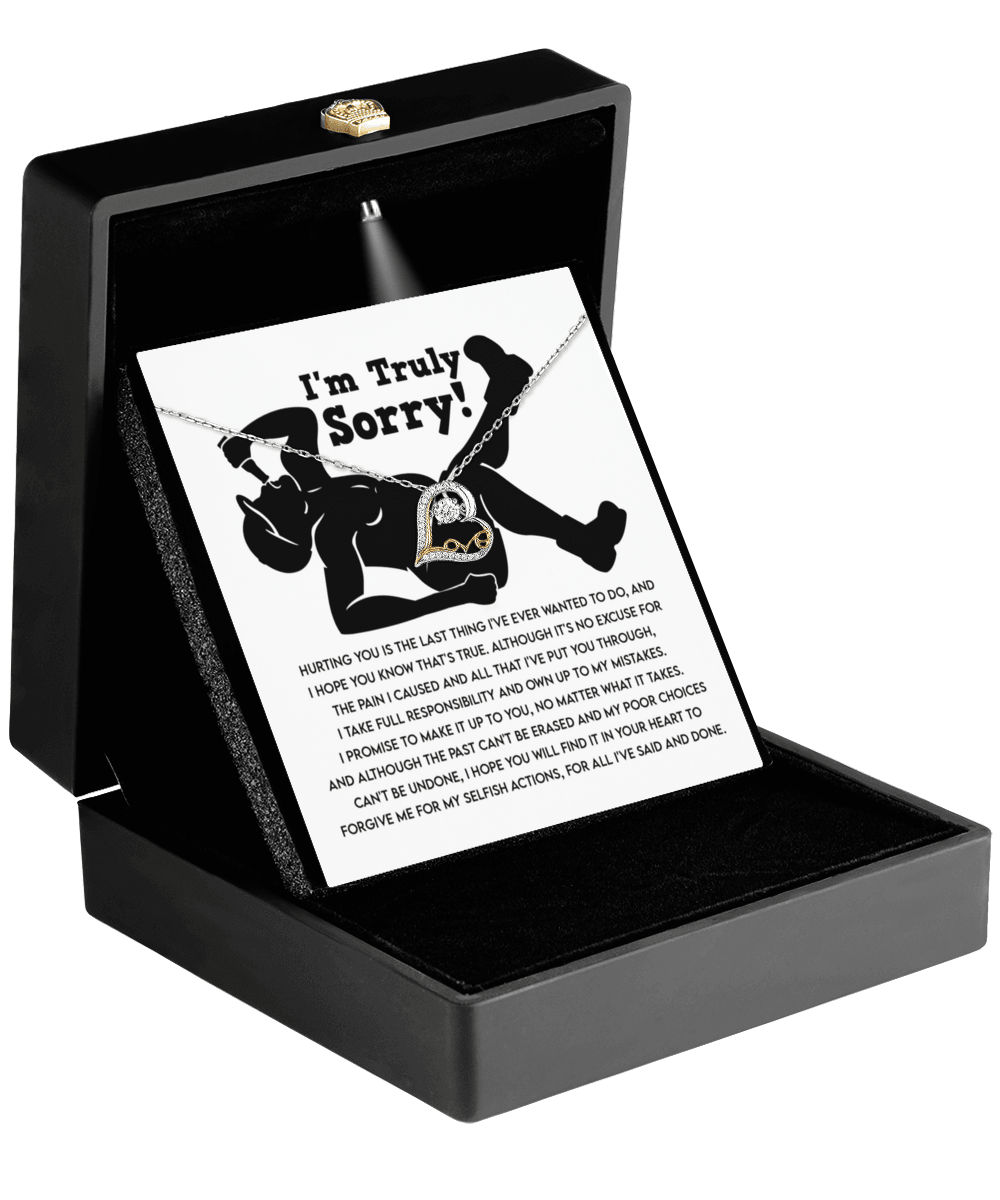 Apology Gift for Girlfriend, Wife, Soulmate - Sorry, Selfish Actions - Love Dancing Heart Pendant Necklace - Mallard Moon Gift Shop