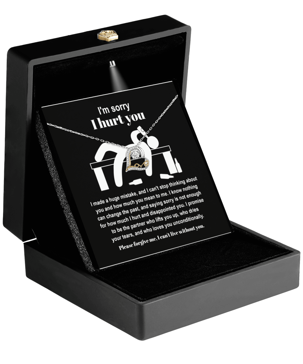 Apology Gift for Girlfriend, Wife, Soulmate - Sorry, Nothing Can Change The Past - Love Dancing Heart Pendant Necklace - Mallard Moon Gift Shop