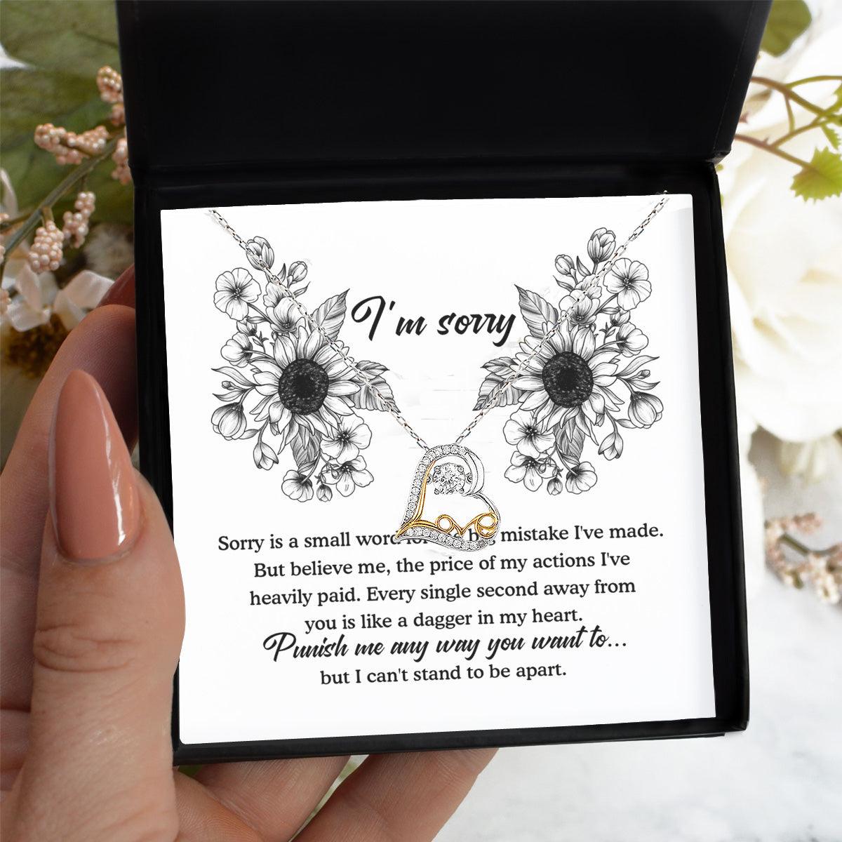 Apology Gift - Sorry is a Small Word for the Big Mistake - Love Dancing Heart Pendant Necklace - Mallard Moon Gift Shop