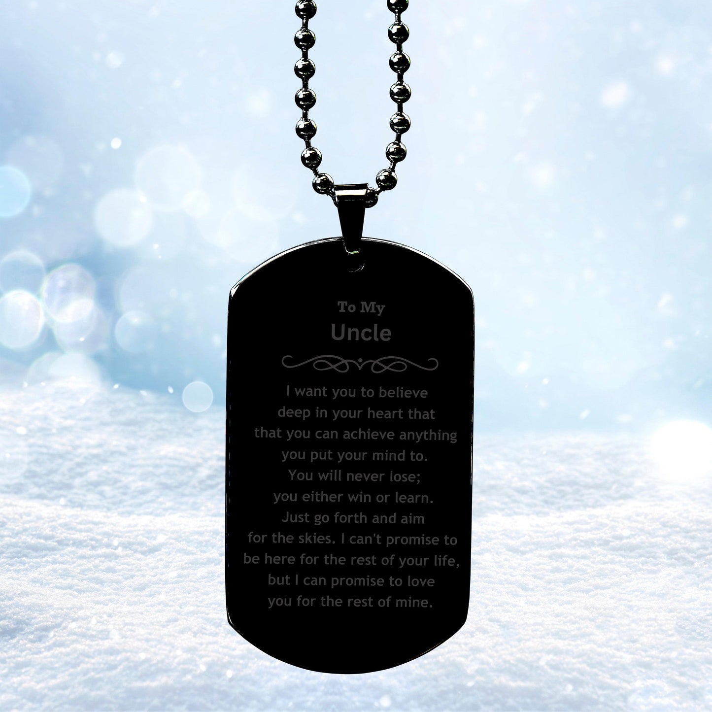 Motivational Uncle Black Dog Tag Engraved Necklace, I can promise to love you for the rest of my life, Birthday Christmas Jewelry Gift - Mallard Moon Gift Shop
