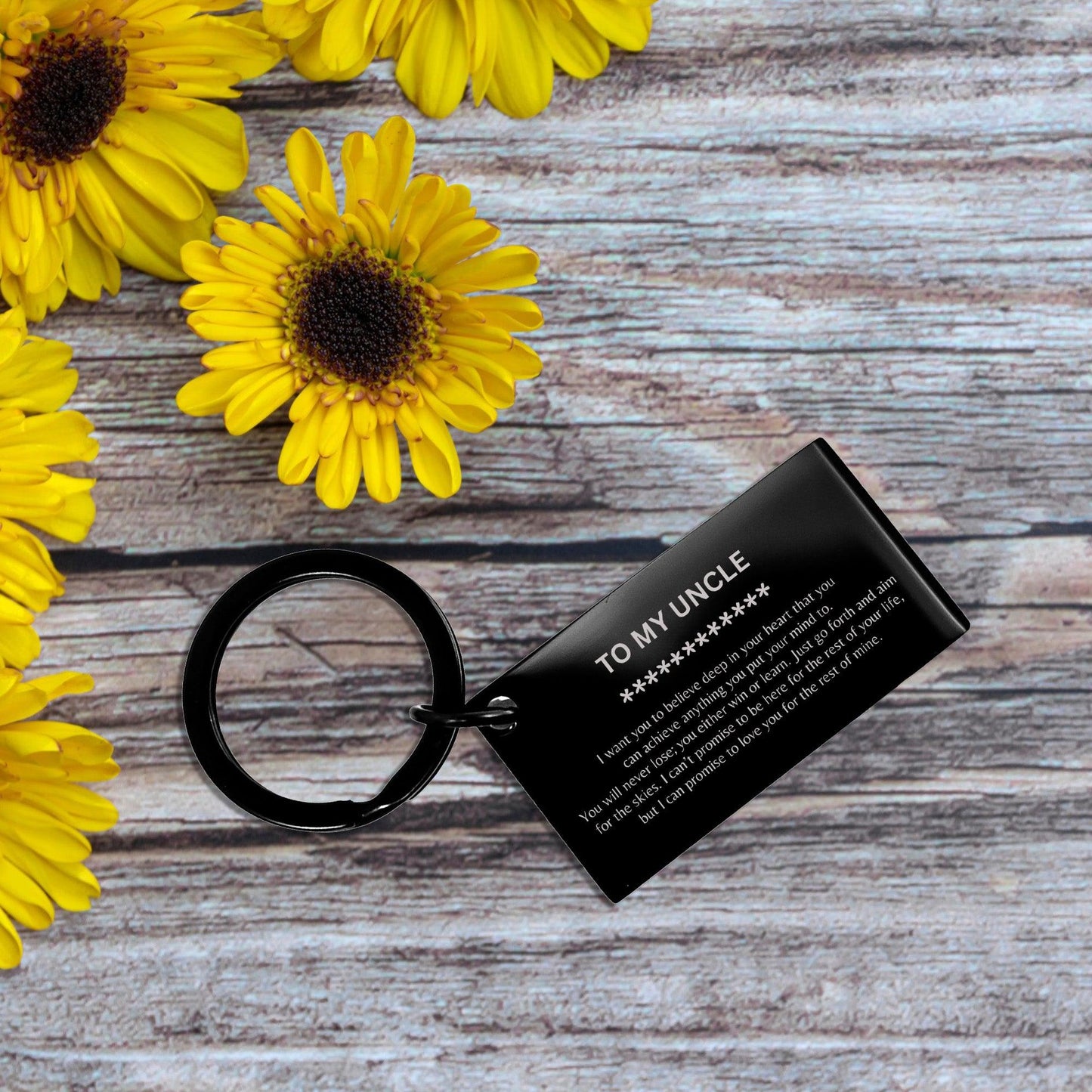 Motivational Uncle Engraved Black Keychain - I can promise to love you for the rest of my life, Birthday, Christmas Holiday Jewelry Gif - Mallard Moon Gift Shop