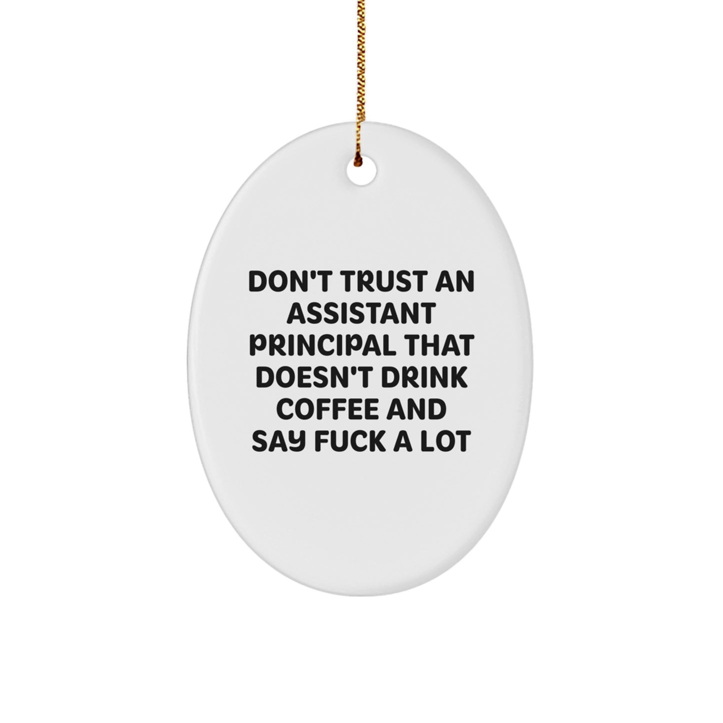 Funny Assistant Principal Gifts from Friends for Assistant Principals - Oval Ornament Don't Trust An 'Assistant Principal' Without Coffee - Image 1