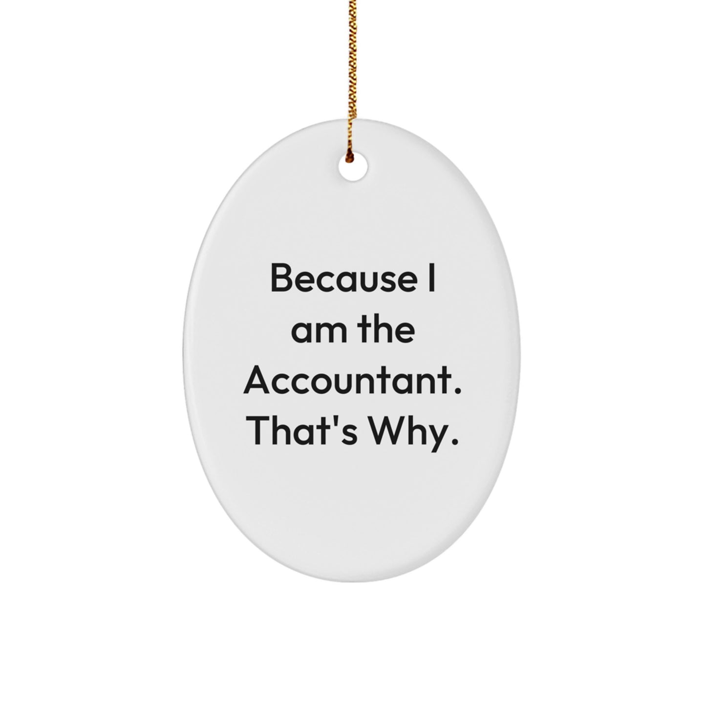 Funny Accountant Gifts for Christmas - Oval Ornament, Gifts from Coworkers to Accountants, Because I Am The Accountant That's Why, Oval Shaped - Image 1
