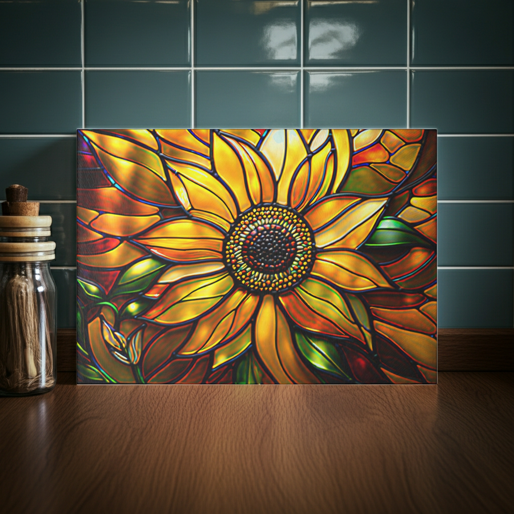Vibrant Sunflower Glass Cutting Board, Kitchen Decor, Gift for Home Chefs, Unique Kitchen Accessories, Summer Gathering Decoration - Mallard Moon