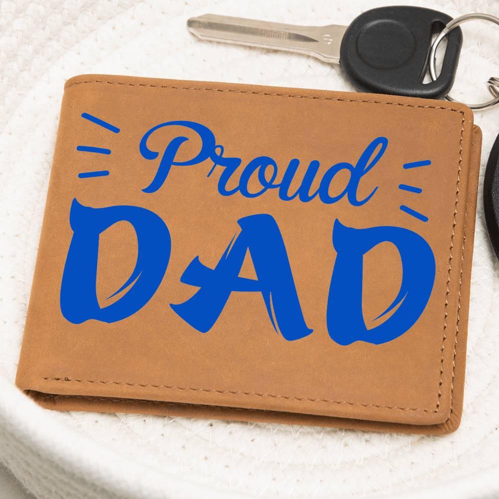 Proud Dad Custom Printed Leather Wallet - Mallard Moon Gift Shop