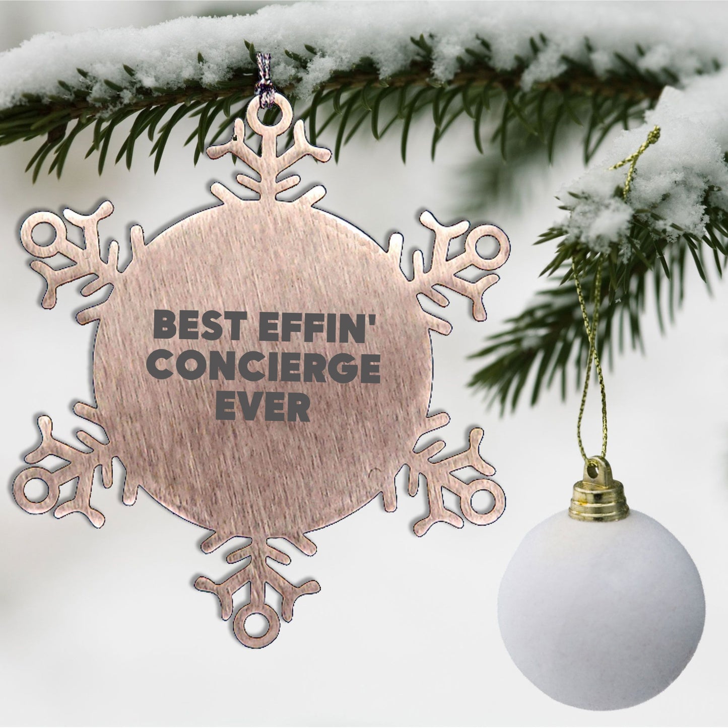 Funny Concierge Gifts, Christmas Unique Snowflake Ornaments for Men, Women, Friends, and Family from the Best Effin' Concierge Ever