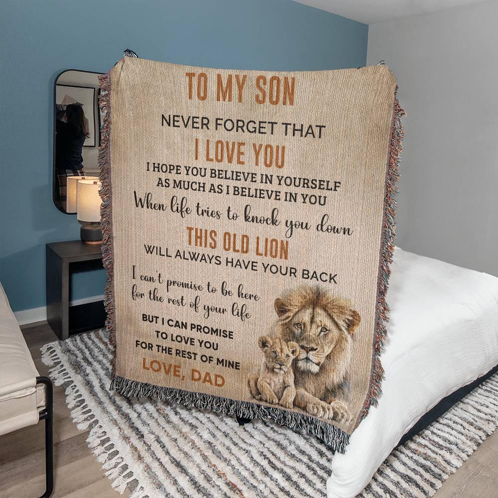 Son Believe in Yourself Personalized Heirloom Woven Cotton Blanket - Mallard Moon Gift Shop