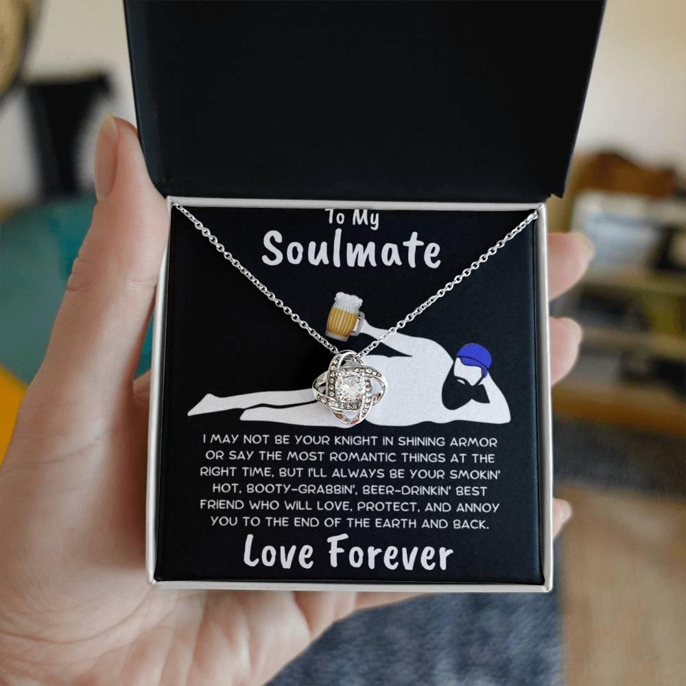 To My Soulmate Dazzling Love Knot Necklace with Message Card and Gift Box - Mallard Moon Gift Shop