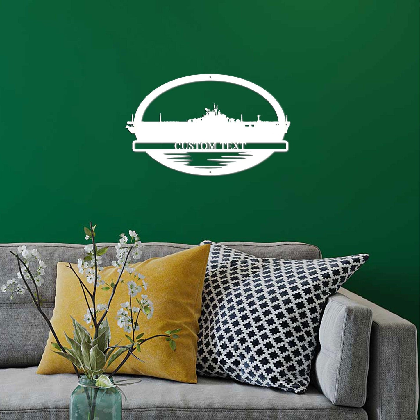 Navy Battleship USS Wasp Silhouette Custom Metal Art Wall Sign - Mallard Moon Gift Shop