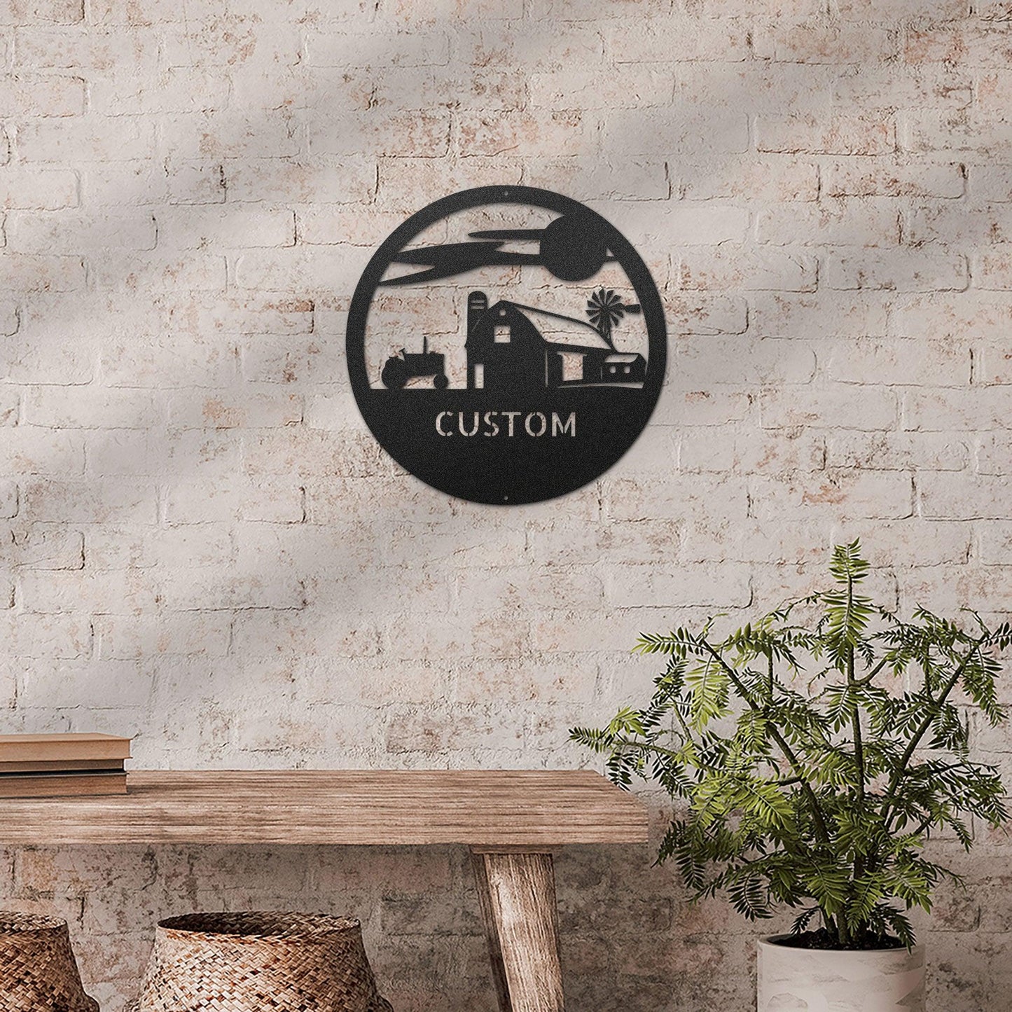 Southern Sky Farm Scene Custom Name Steel Wall Sign - Mallard Moon Gift Shop