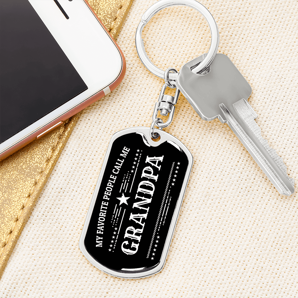 Gift for Grandfather - My Favorite People Call Me Grandpa Custom Engraved Keychain - Mallard Moon Gift Shop