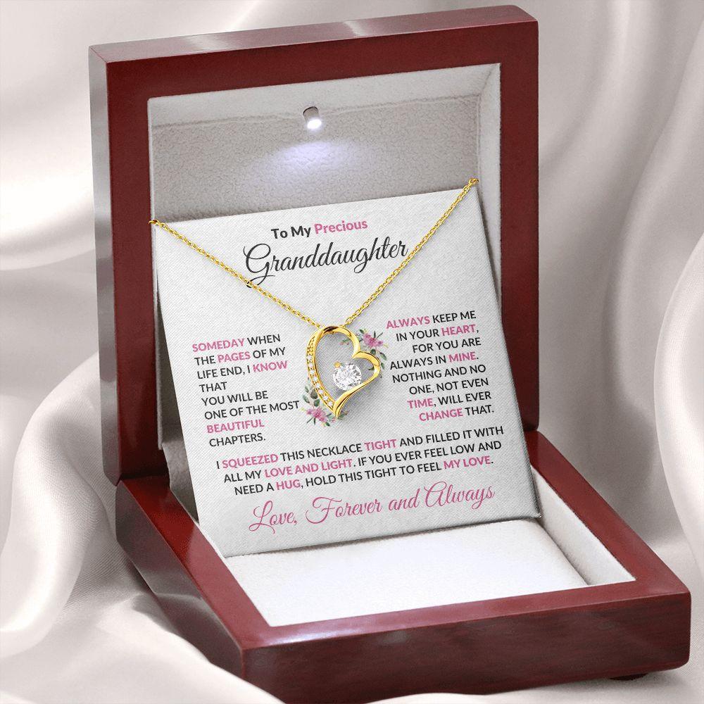 To My Precious Granddaughter Forever Love Heart Pendant Necklace - Mallard Moon Gift Shop