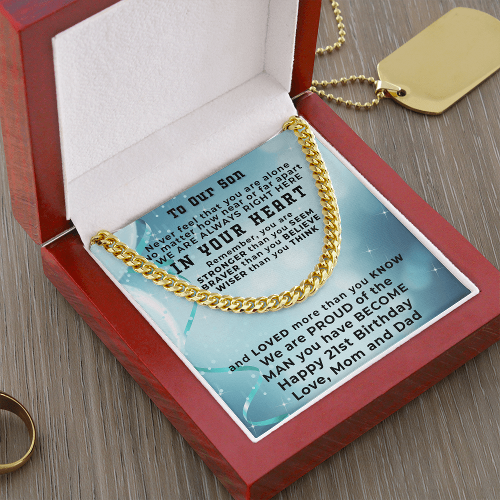 Son 21st Birthday Gift Cuban Link Chain Necklace - Mallard Moon Gift Shop