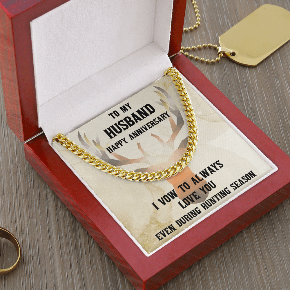Hunter Husband Anniversary Cuban Chain Link Necklace - Mallard Moon Gift Shop