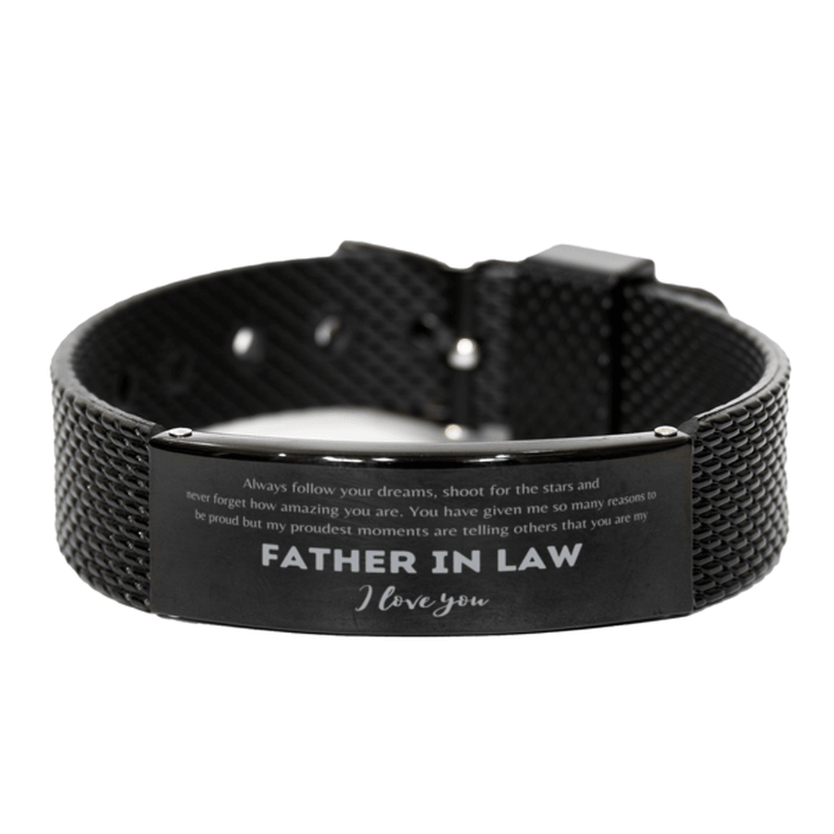 Black Shark Mesh Bracelet for Father In Law Present, Father In Law Always follow your dreams, never forget how amazing you are, Father In Law Birthday Christmas Gifts Jewelry for Girls Boys Teen Men Women - Mallard Moon Gift Shop