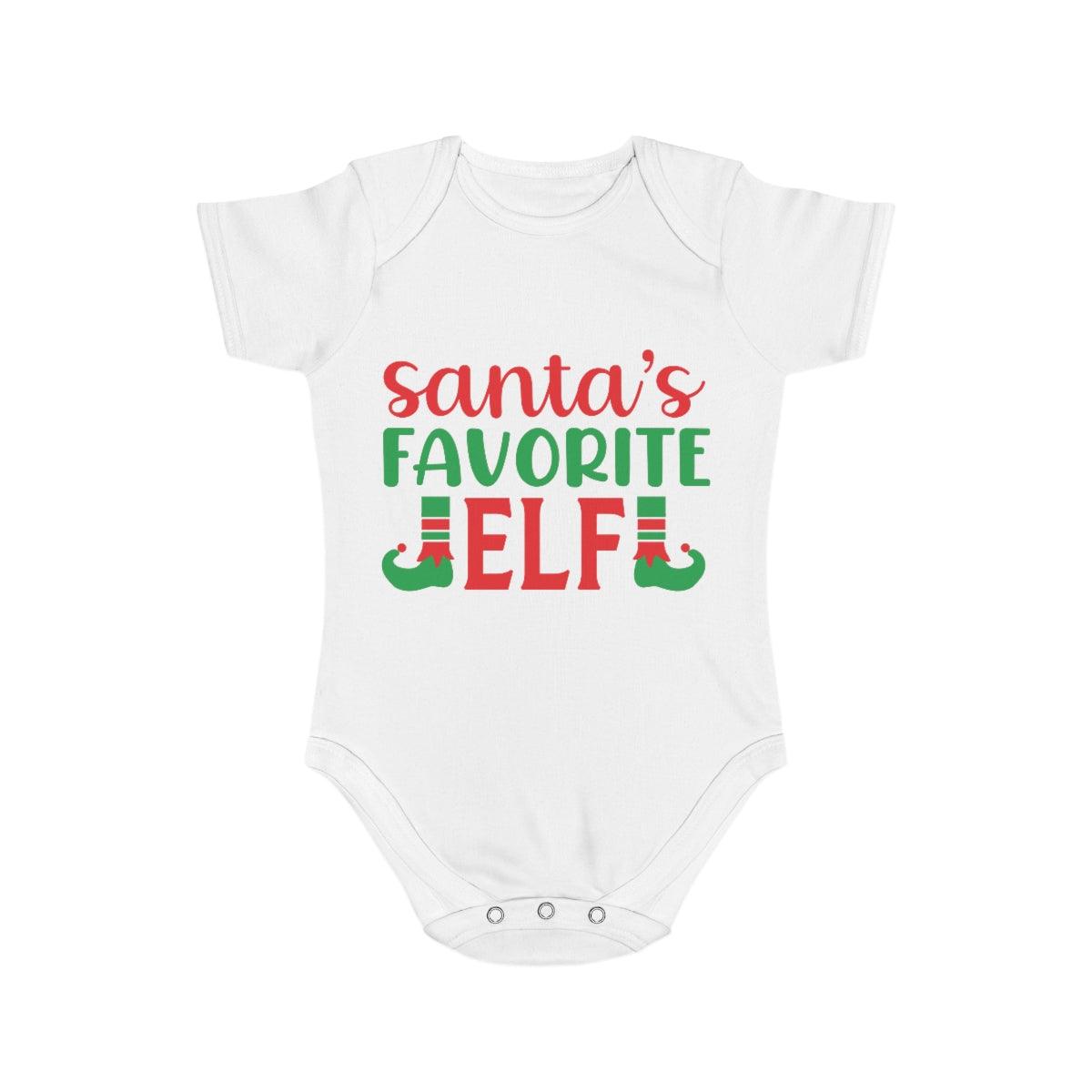 Santa's Favorite Elf Short Sleeve Baby Bodysuit - Mallard Moon Gift Shop