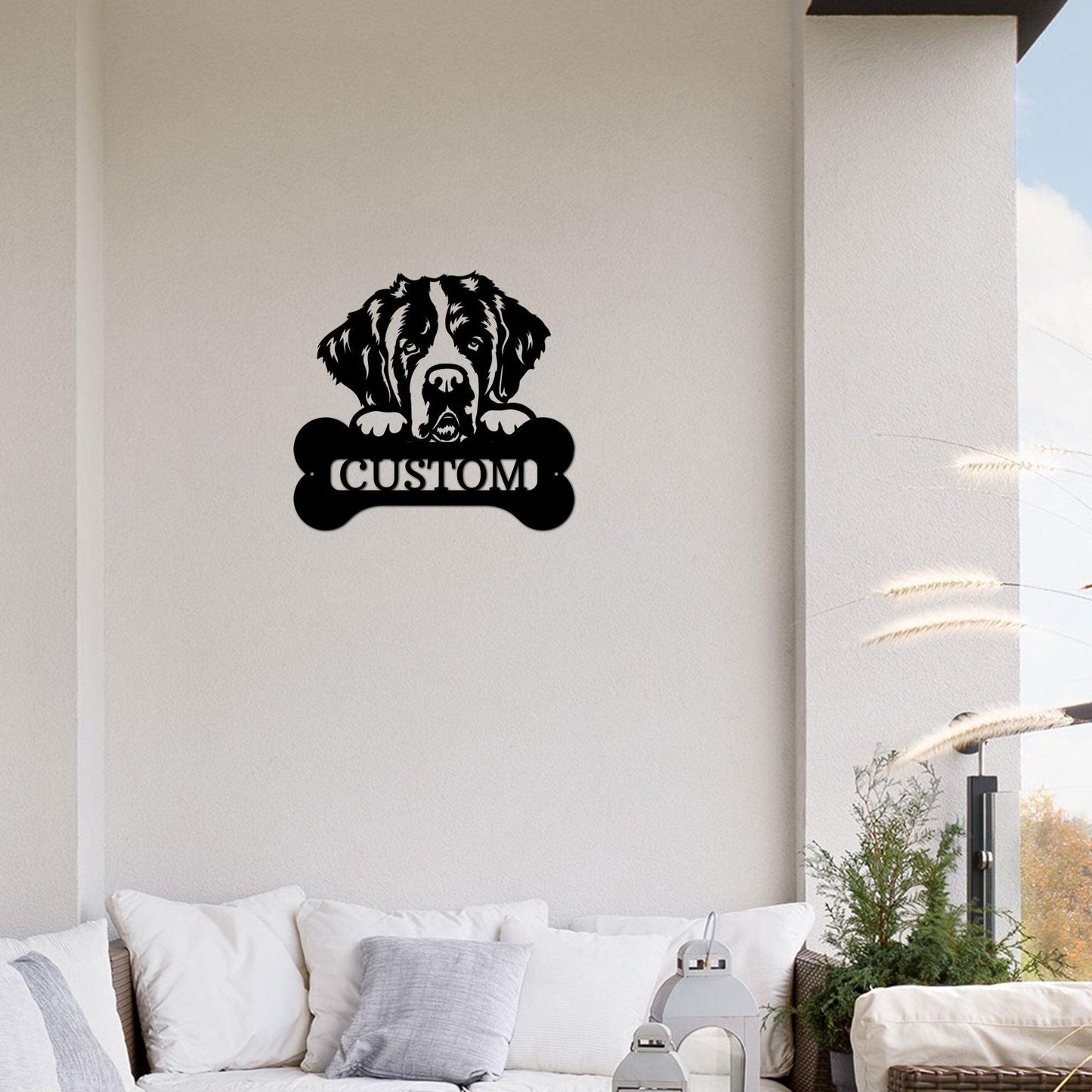 St. Bernard Dog Custom Name Metal Art Wall Sign - Mallard Moon Gift Shop