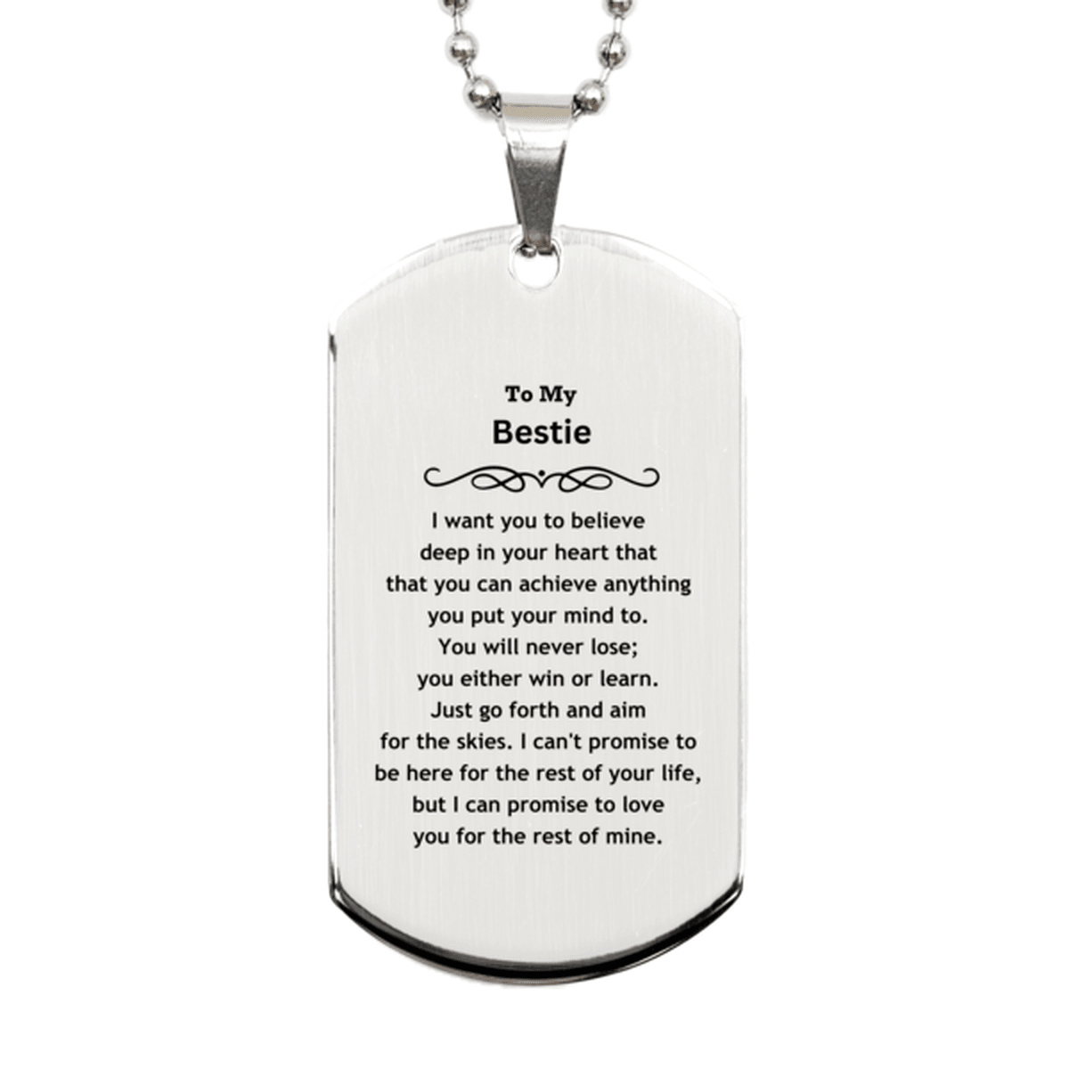 Motivational Bestie Silver Dog Tag Engraved Necklace, I can promise to love you for the rest of my life, Birthday Christmas Jewelry Gift - Mallard Moon Gift Shop