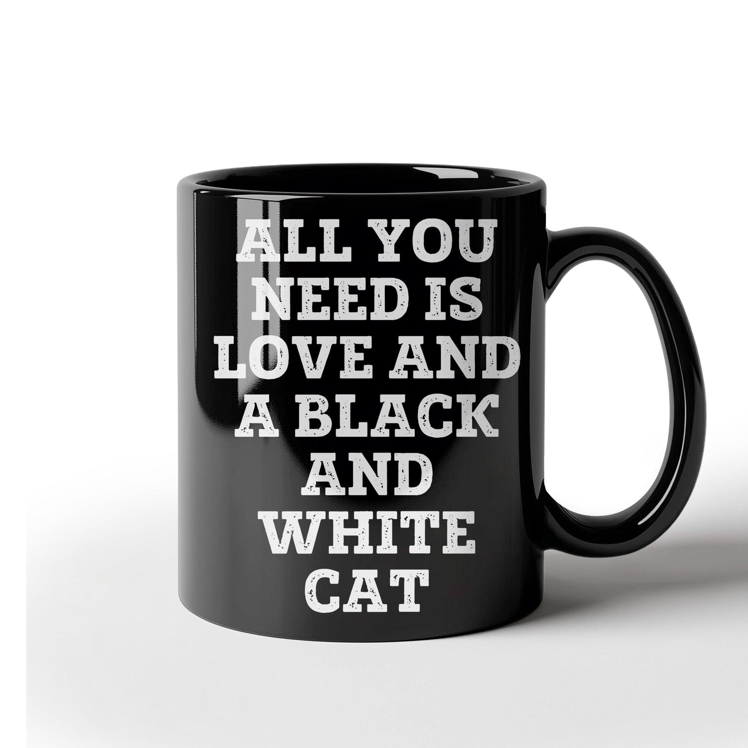 Black Coffee Mugs for Black and White Cat Lovers