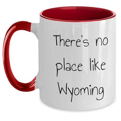 Wyoming Two Tone Coffee Mug with Funny Quote 'There's No Place Like Wyoming' - Unique Gifts - Mallard Moon Gift Shop