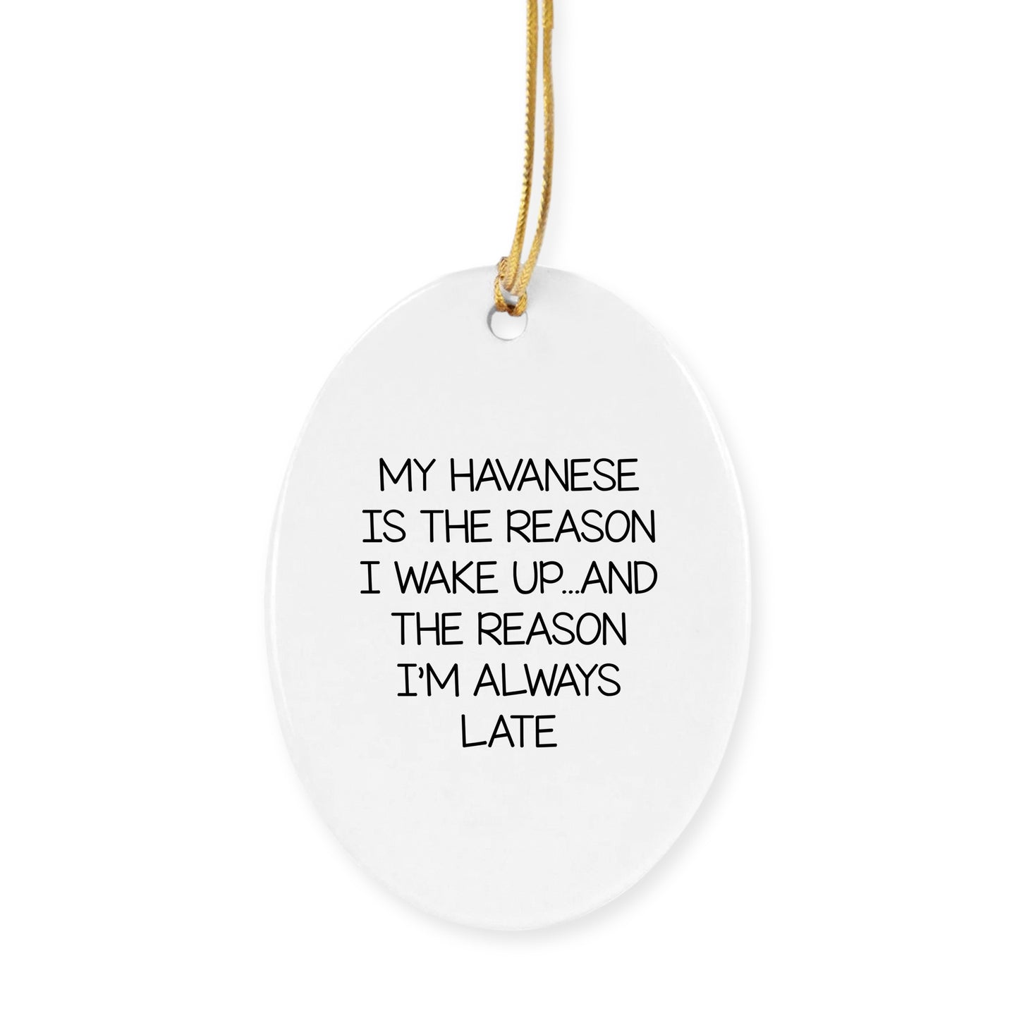 Havanese Dog Lovers' Funny Quote Ornament My Havanese Is The Reason I Wake Up...and The Reason I'm Always Late Gift,