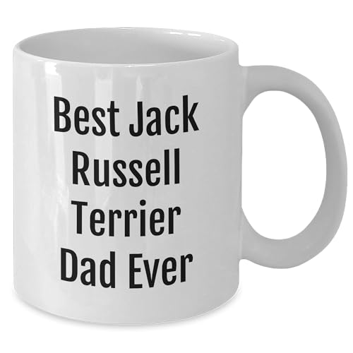 Funny Best Jack Russell Terrier Dad Ever White Coffee Mug Gifts for Him on Valentine's, Gifts from Mom or Friend to the Awesome Jack Russell Terrier Dog Lover - Mallard Moon Gift Shop