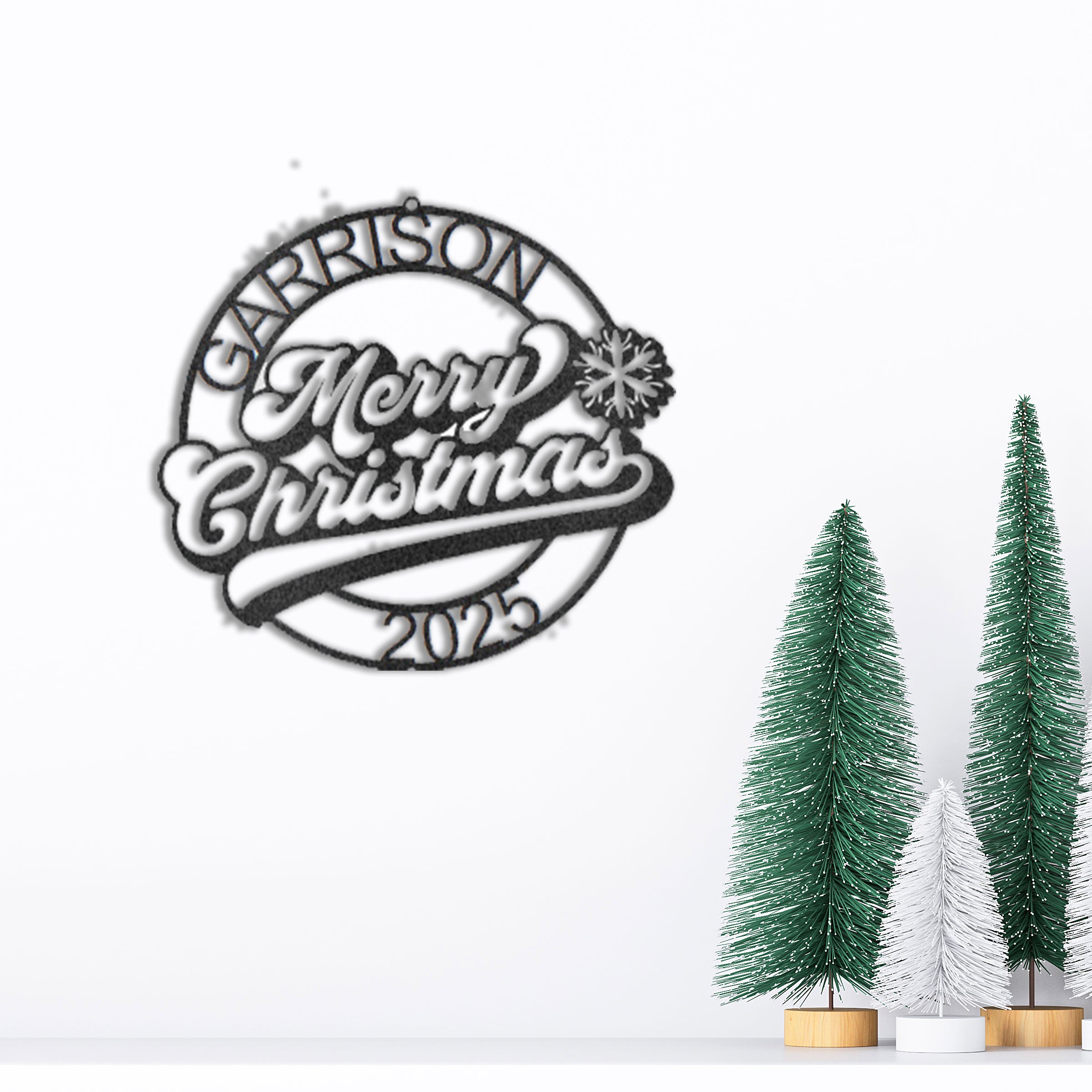 Personalized Merry Christmas Metal Wall Art – Custom Family Name Holiday Sign – Handmade Steel Décor (5 Sizes, 5 Colors) - Mallard Moon