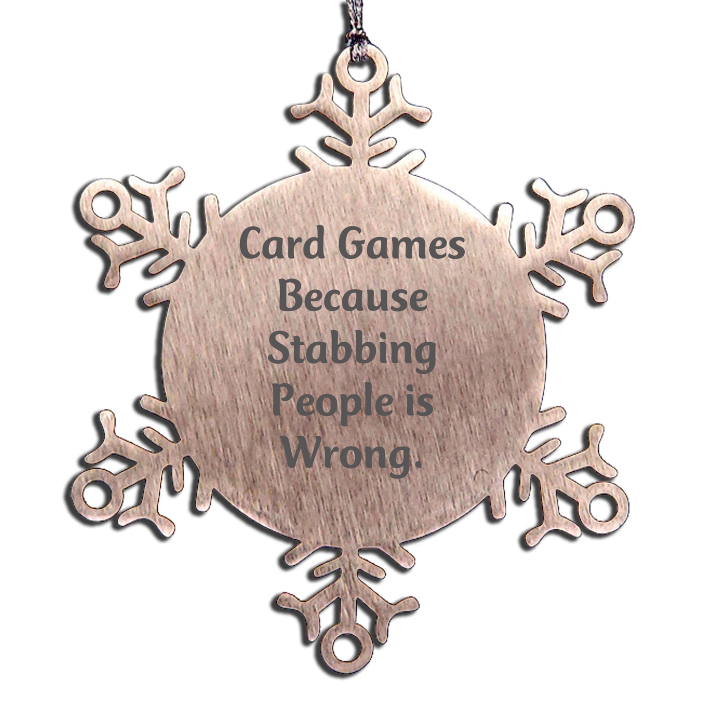 Gifts for Card Games Lovers, Funny Snowflake Ornament from Men, Unique Christmas Unique Gifts, Stainless Steel, Shatterproof Card Games Decoration