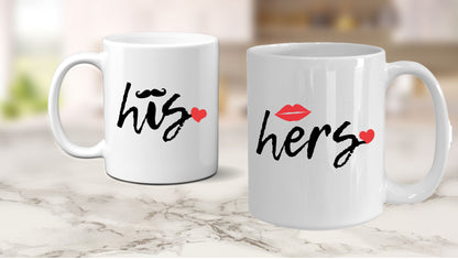 His and Hers Coffee Mug Set – Romantic Ceramic Mug Pair (11oz/15oz) for Couples, Anniversary, or Valentine’s Day - Mallard Moon Gift Shop