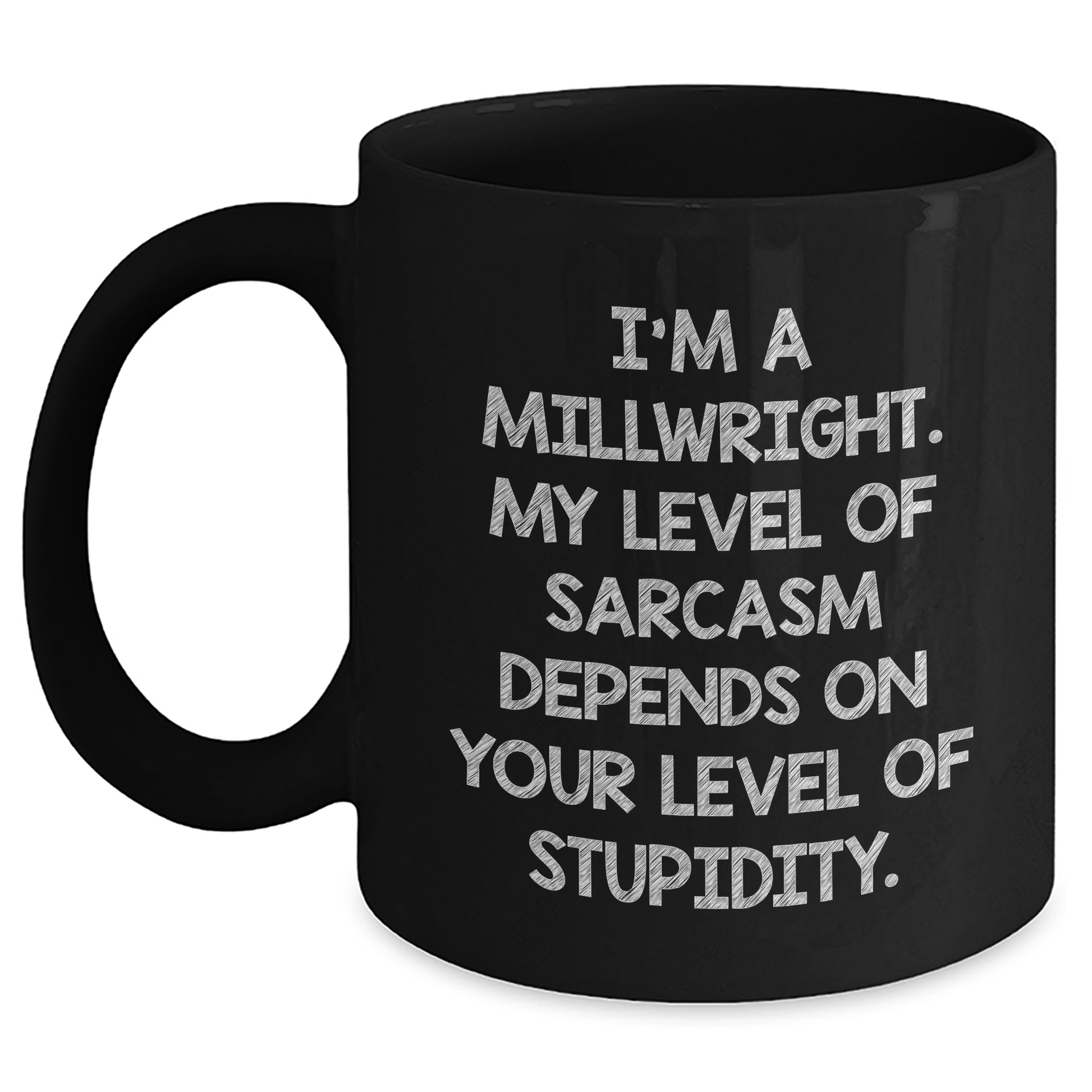 Funny Millwright Gifts, I'm A Millwright. My Level Of Sarcasm Depends On Your Level Of Stupidity. - Black Coffee Mug For Mother's Day - Main Variant