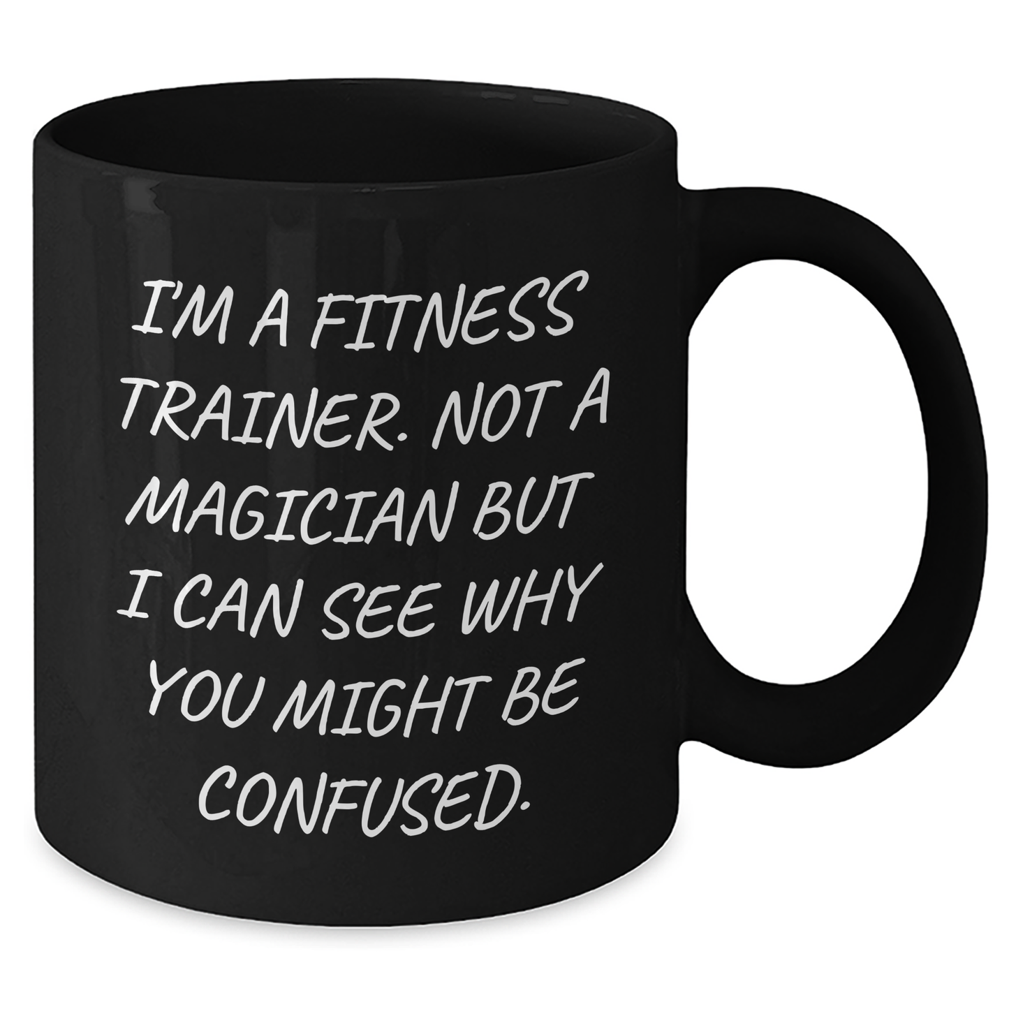 Fitness Trainer Humor Black Coffee Mug, Gifts from Men to Fitness Trainer, Unique Father's Day Unique Gifts for Him - Additional