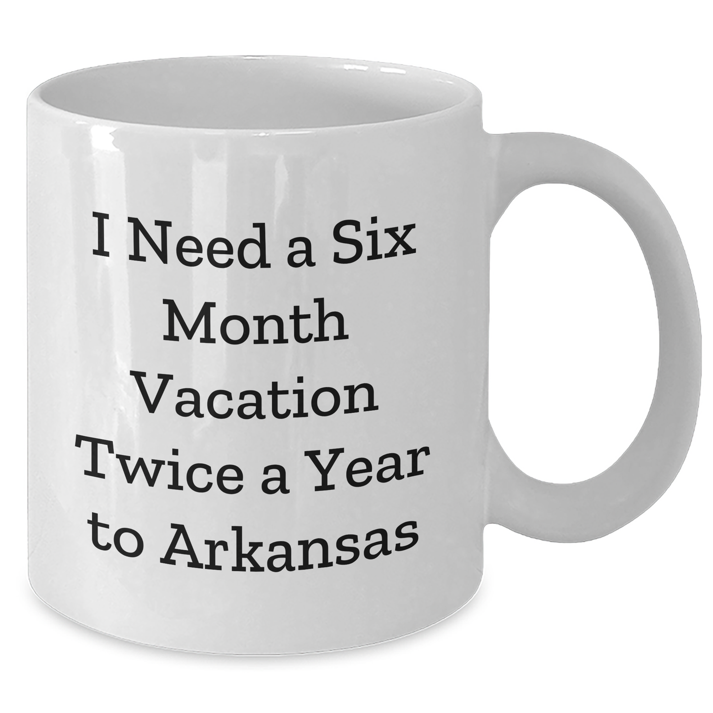 Funny Gifts from Friends to Arkansas, 'I Need A Six Month Vacation Twice A Year' White Coffee Mug, Unique Graduation Gifts - Additional