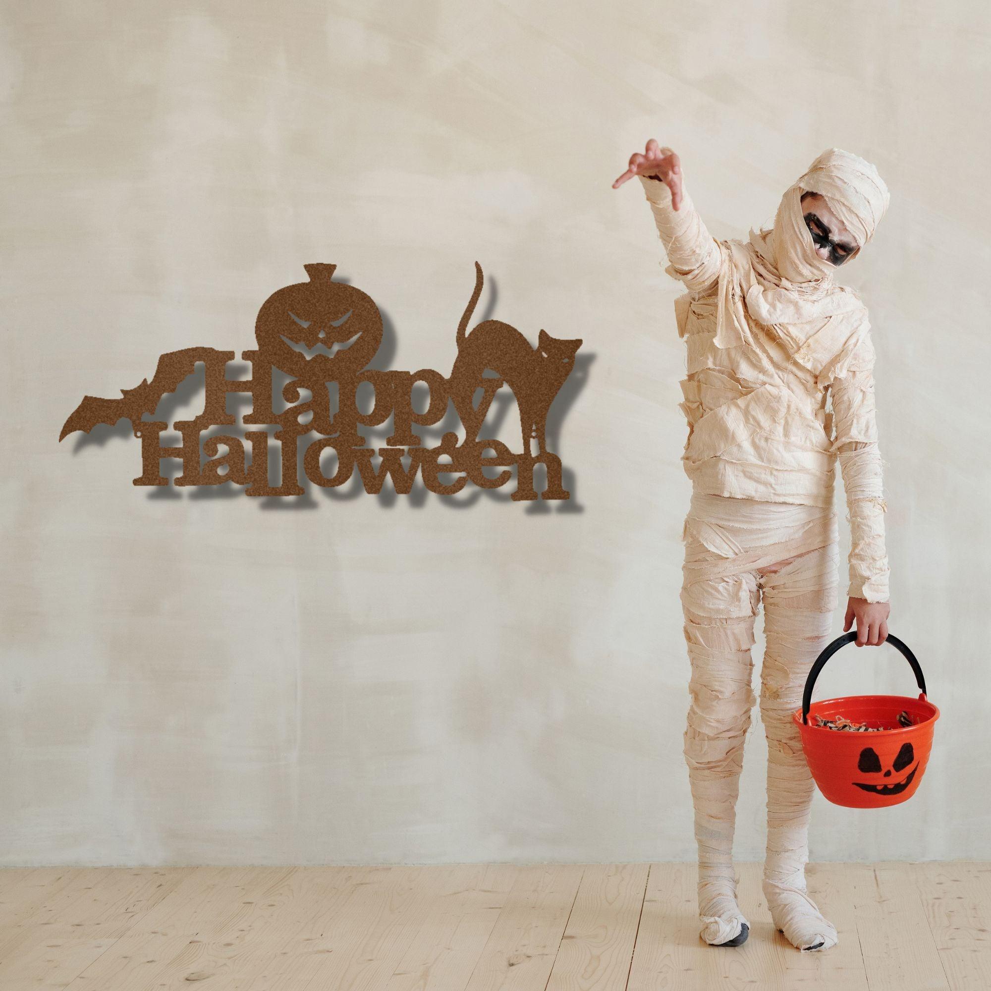 Happy Halloween Indoor Outdoor Steel Wall Sign - Mallard Moon Gift Shop