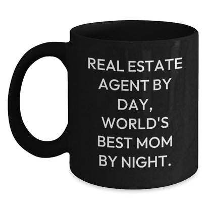 Real Estate Agent Gifts, Funny Quote, Black Coffee Mug for Birthday - Gifts from Mom to Real Estate Agent - Main