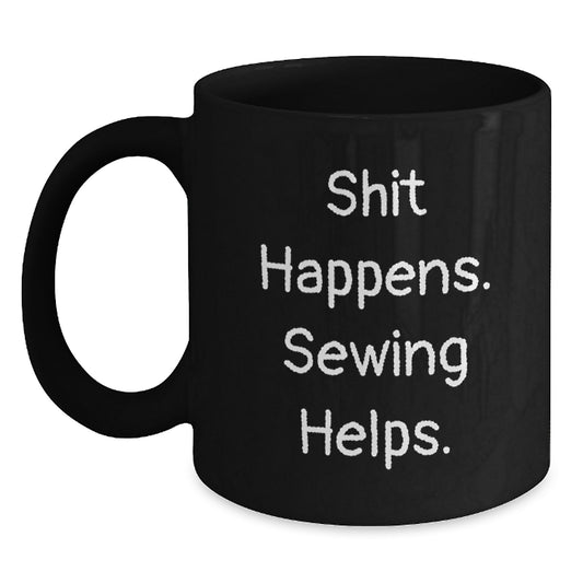 Funny Sewing Gifts for Men Women Friends Family Birthday Sewing Enthusiasts Black Coffee Mugs from Husband Dad - Main