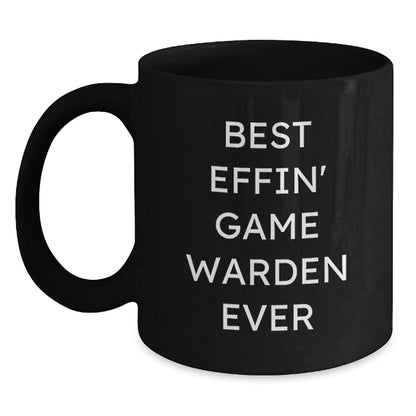 Funny Game Warden Gifts for Men, Best Effin' Game Warden Ever Mug, Black Coffee Mugs for Christmas Unique Gifts from Family - Main