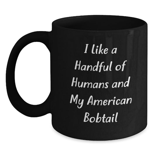 Funny American Bobtail Cat Black Coffee Mugs Gifts from Friends for Cat Lovers Christmas Unique Mugs - Main