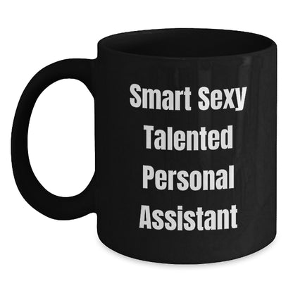 Smart Sexy Talented Personal Assistant Gifts from Friends for Graduation Unique Personal Assistant Black Coffee Mug, Funny Quote, 'She's the Boss' - Main