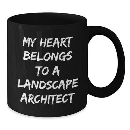 Funny Landscape Architect Gifts from Men for Friends - My Heart Belongs To A Landscape Architect Christmas Unique Mugs Black Coffee Mug - Additional