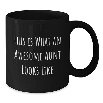 Funny Aunt Quotes Black Coffee Mugs, Gifts from Family to Awesome Aunt on Birthday, This Is What An Awesome Aunt Looks Like, Aunt Gifts, Black Coffee Mug - Additional