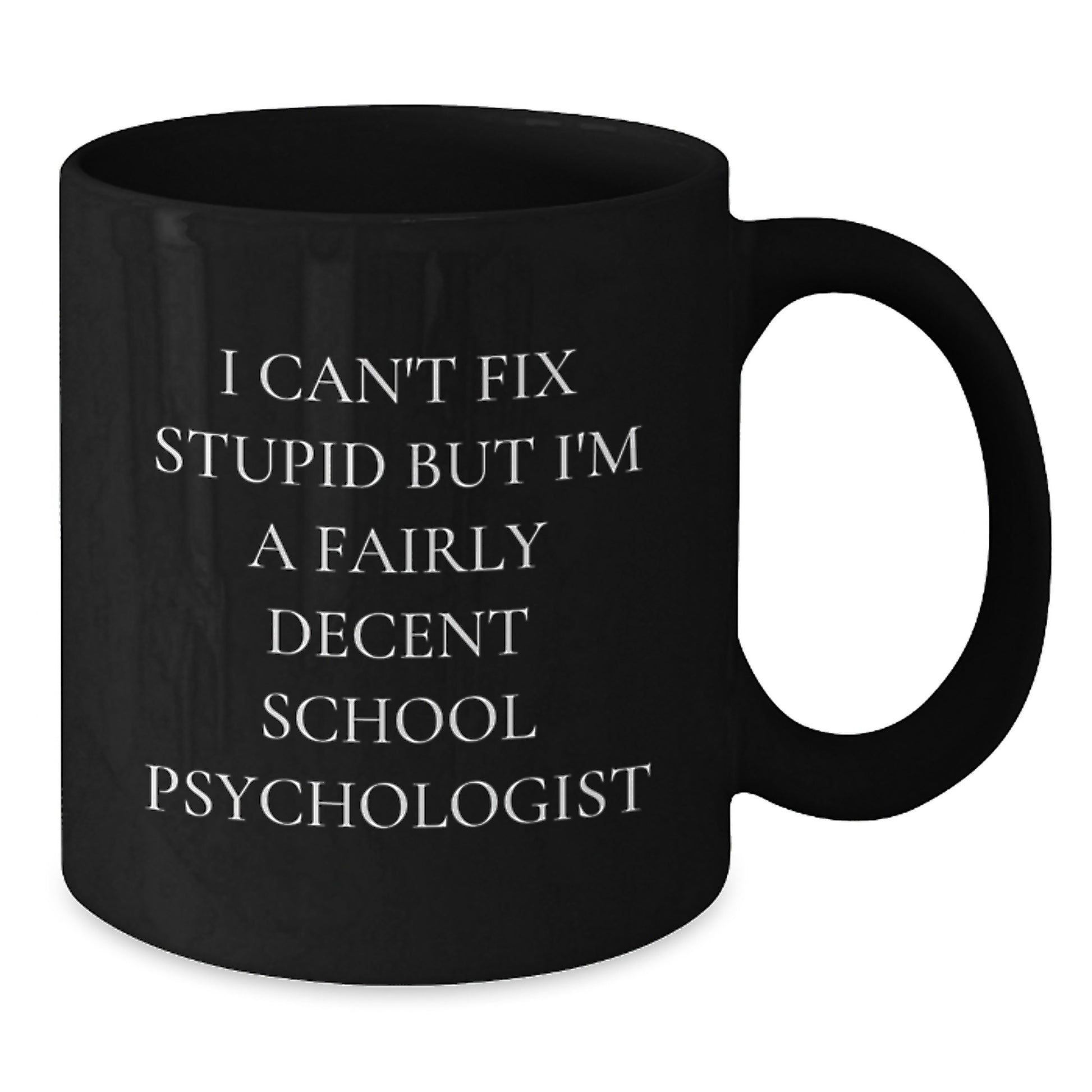Funny School Psychologist Gifts from Friends - School Psychologist Mug for Men, Women, Coworkers, Black Coffee Mug, I'm A Fairly Decent School Psychologist Christmas Unique Gifts - Additional