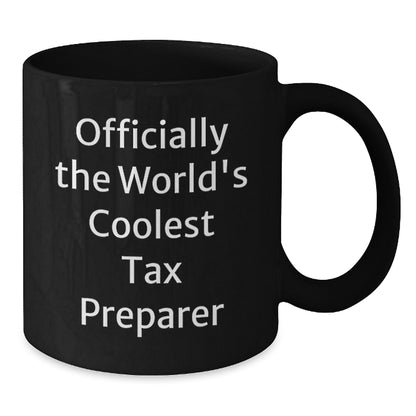 Funny Tax Preparer Gifts from Men, Officially The World's Coolest Tax Preparer Black Coffee Mug, Perfect for Tax Professionals on Christmas - Additional