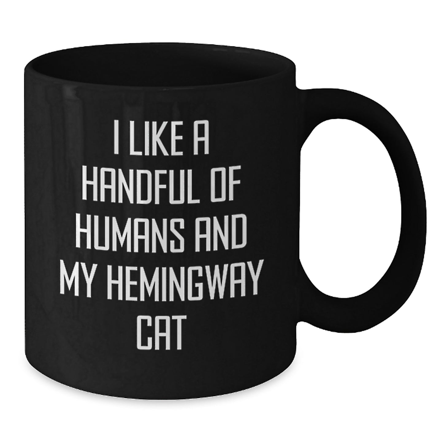 Funny Hemingway Cat Gifts for Men from Friends, Unique Black Coffee Mugs for Birthday, 'I Like A Handful Of Humans And My Hemingway Cat' Quote, Gifts from Family - Additional