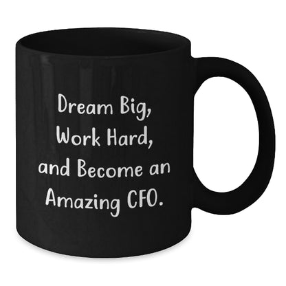 Funny CFO Gifts for Men Black Coffee Mug - 'Dream Big, Work Hard' Inspirational Christmas Unique Gifts from Friends - Additional