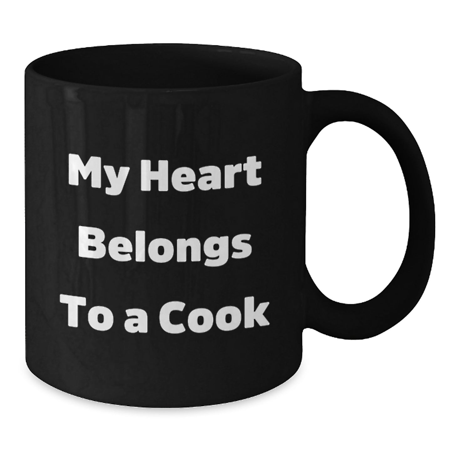 Funny Cook Gifts from Friends for Graduation - My Heart Belongs To A Cook, Black Coffee Mug, Unique Celebration - Additional
