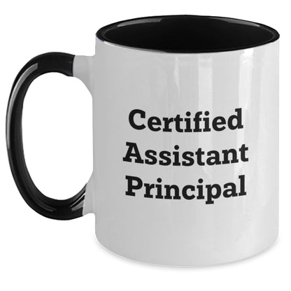 Funny Assistant Principal Gifts from Friends, Unique Two Tone Coffee Mug for Birthday, 'Certified Assistant Principal' Quote, 11oz Ceramic, Microwave and Dishwasher Safe - Main
