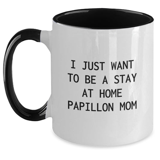 Papillon Dog Mom Funny Gifts from Friends for Birthday Two Tone Coffee Mug - Main