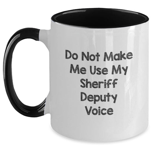 Funny Sheriff Deputy Gifts from Friends, Two Tone Coffee Mug Christmas Unique Presents Sheriff Deputy Love - Main